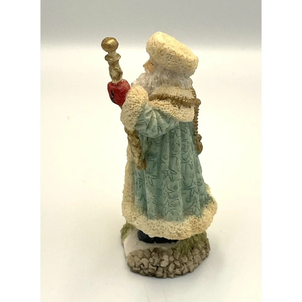 Vtg Grandfather Frost‎ Russia Resin Santa Figurine 1993 Walking Stick & Bag 5